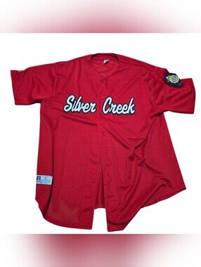 ​Vintage Russell Athletic American Legion Baseball Jersey XL Silver Creek Red Me